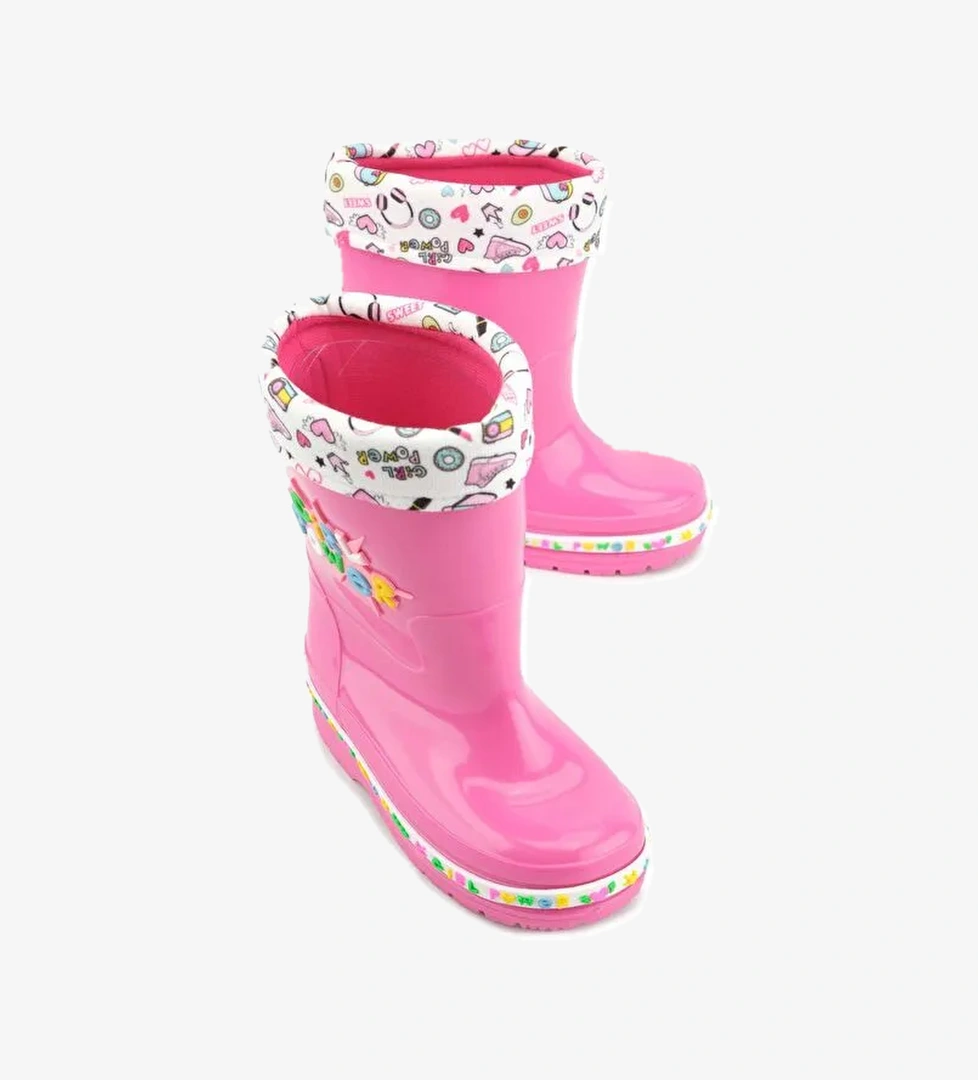 Kışlık Kız Çocuk Su Geçirmez İçi Sıcak Astarlı Yağmur Çizme - Görsel 1