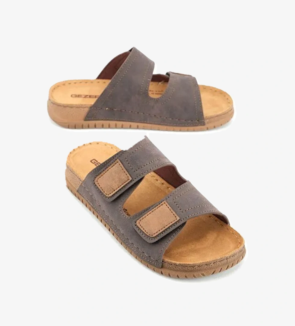Gezer Erkek Yazlık Tasarım Çift Cırtlı Ayarlanabilir Suni Deri Rahat Taban Günlük Terlik model görseli