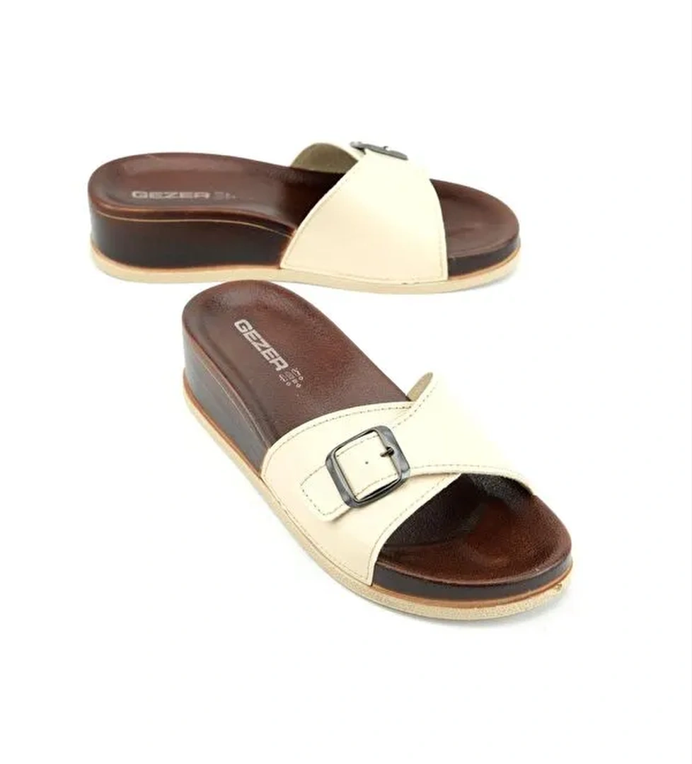 Yazlık Kadın Tek Toka Ayarlanabilir Suni Deri Terlik - Görsel 1