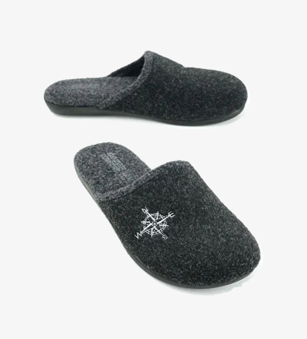 Kışlık Erkek Keçe Çıkarılabilir Taban Ev Bahçe Terlik - Görsel 1