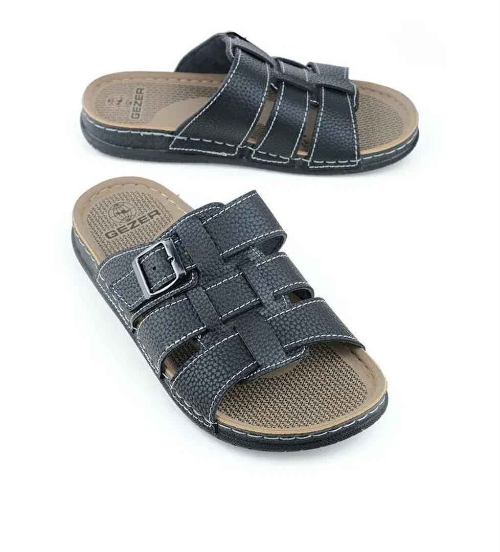 Erkek Yazlık Tek Toka Suni Deri Ayarlanabilir Günlük Terlik - Görsel 1