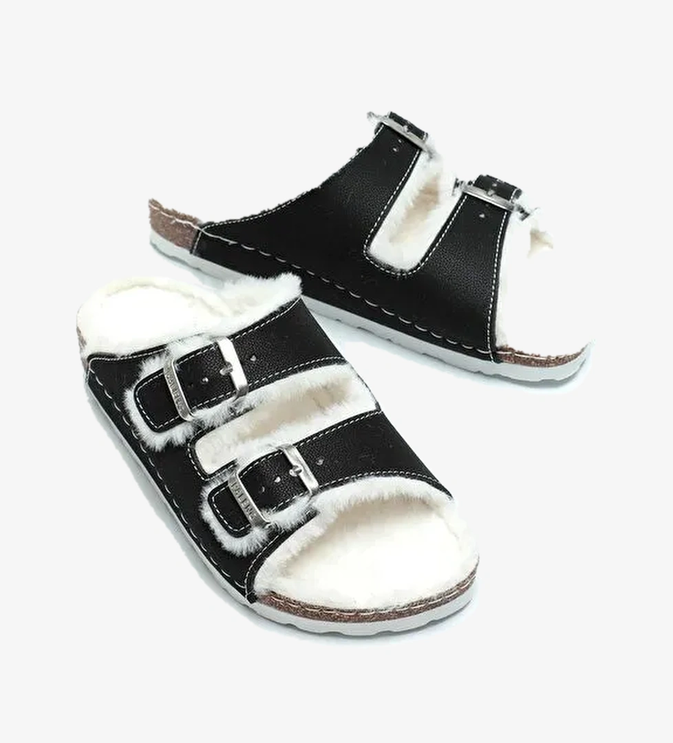 Mantar Taban Pelüşlü Kışlık Kadın Terlik - Görsel 1