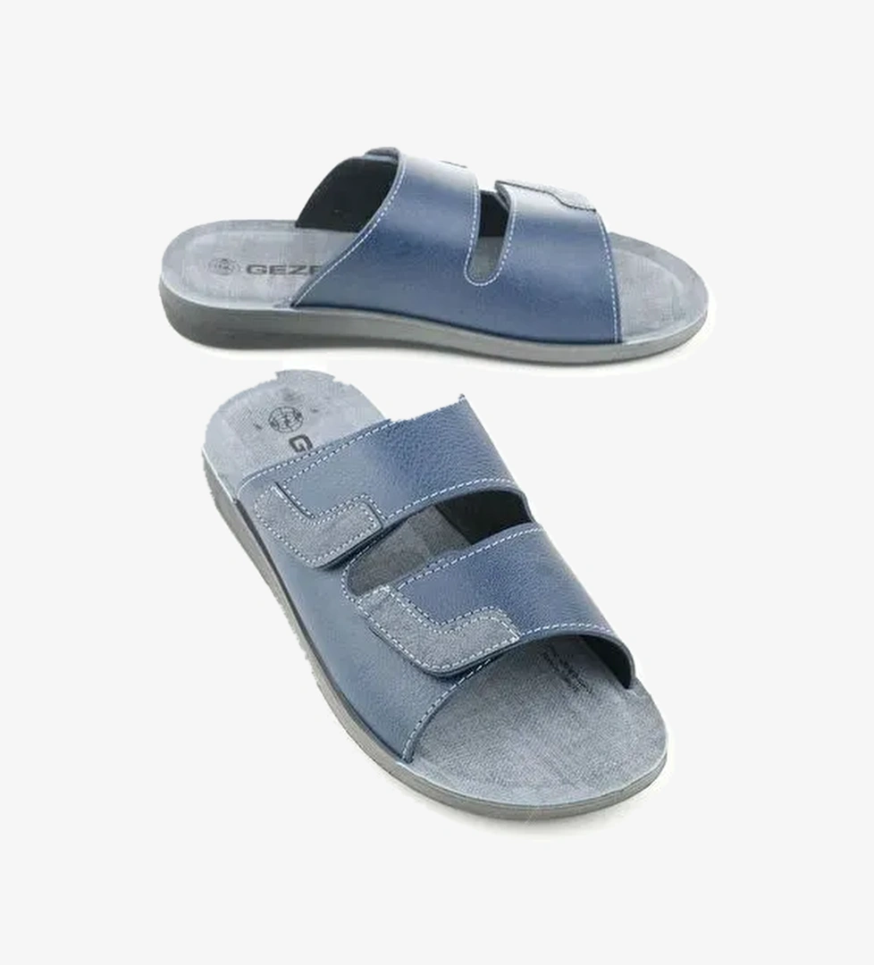 Yazlık Cırtlı Ayrlanabilir Suni Deri Rahat Taban Erkek Terlik - Görsel 1