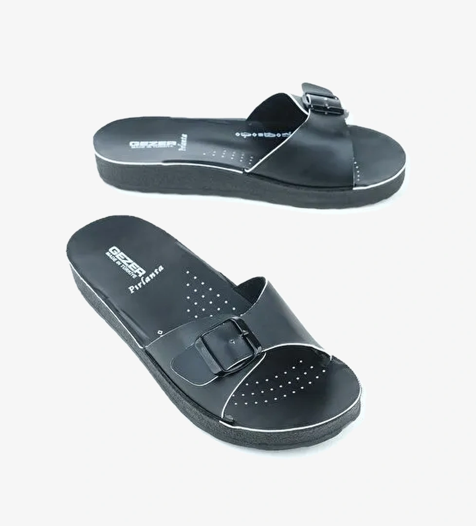 Yazlık Tek Toka Renkli Şerit Kadın Terlik - Görsel 1