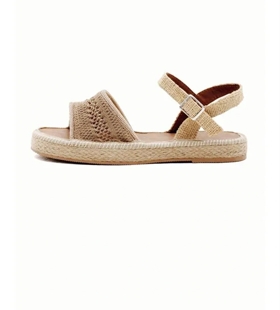 Önü Açık Taş Detaylı Sandalet - Görsel 1