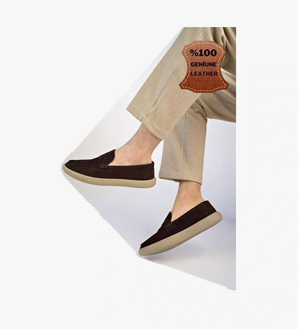 DENZEL Günlük Klasik Hakiki Deri Casual Rahat Ortopedik Bağcıksız Erkek Ayakkabı - Görsel 1