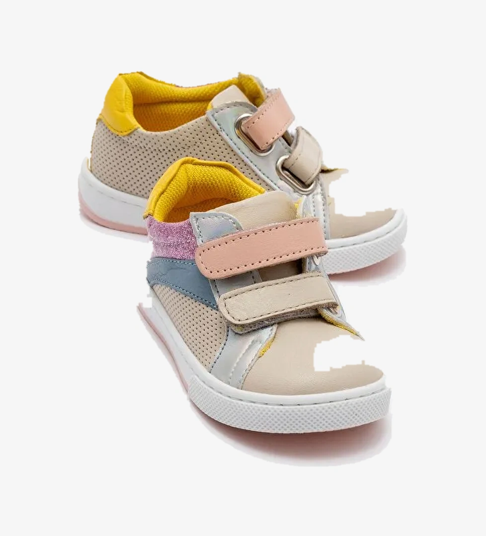 Kız Çocuk Bej Hakiki Deri Anatomik Günlük Ayakkabı - Görsel 1