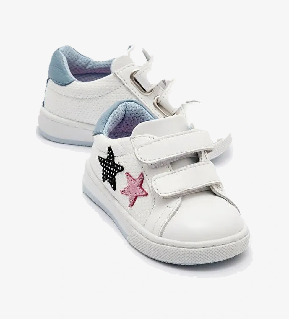 Kız Çocuk Beyaz Hakiki Deri Anatomik Günlük Ayakkabı