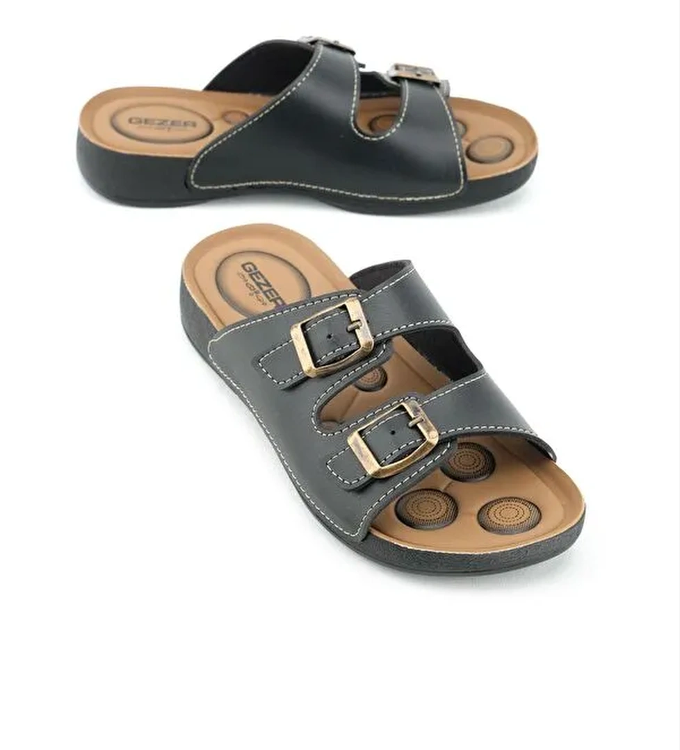 Yazlık Rahat Taban İki Toka Ayarlanabilir Suni Deri Günlük Kadın Terlik