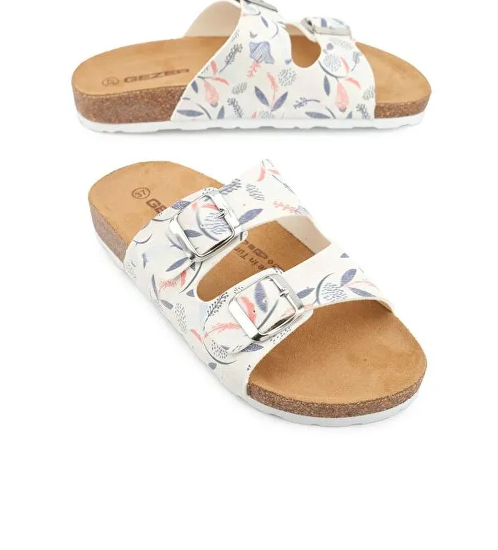 Gezer Yazlık Mantar Taban Kadın İki Toka Ayarlanabilir Günlük Terlik model görseli