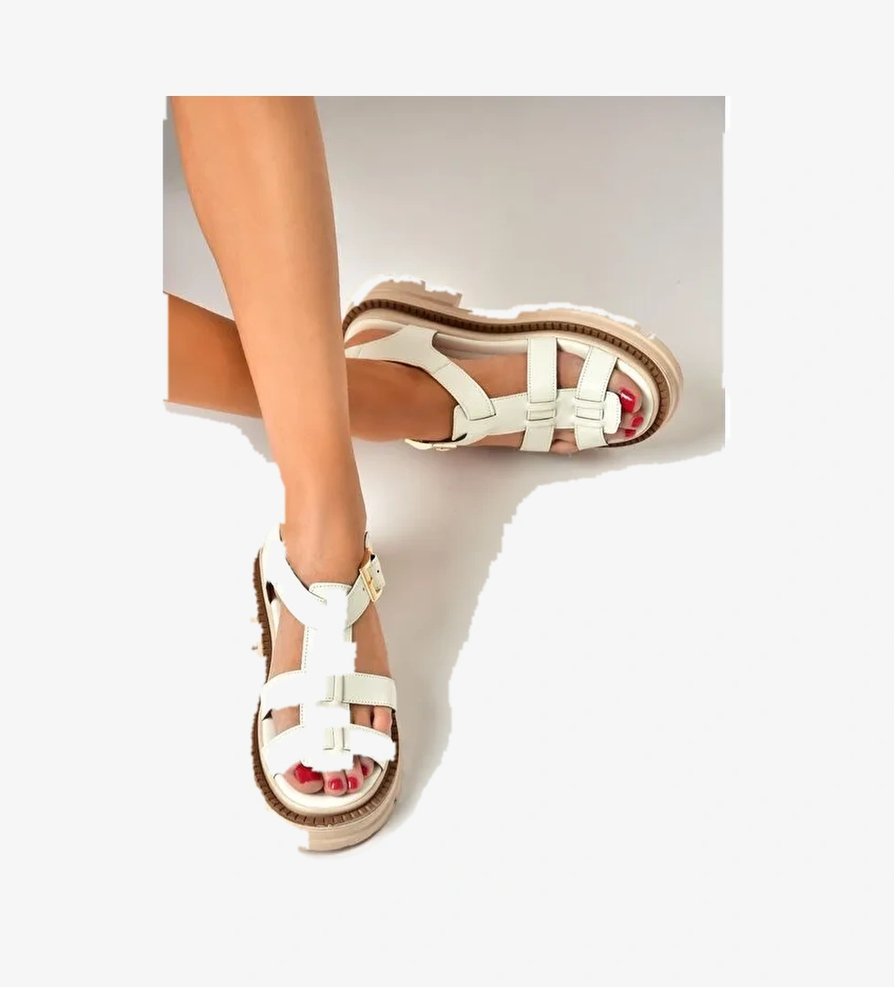 S4373020 Beyaz Kadın Sandalet