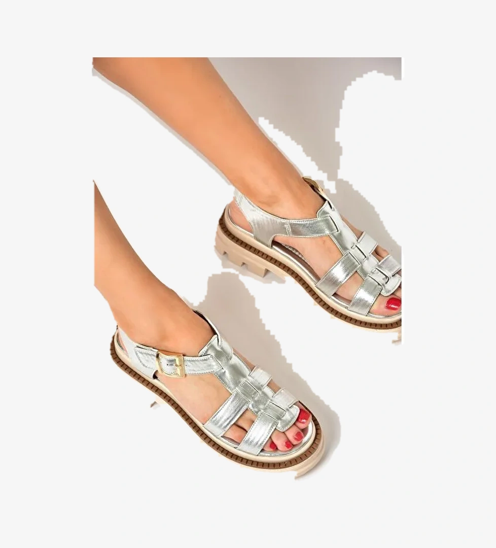 S4373020 Gümüş Kadın Sandalet