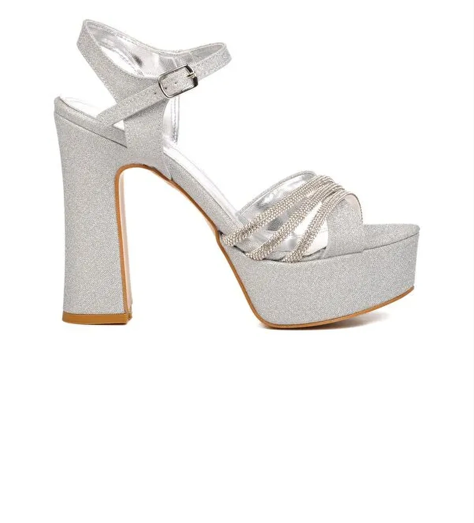 Gümüş Kadın Platform Topuklu Ayakkabı 655323 - Görsel 1