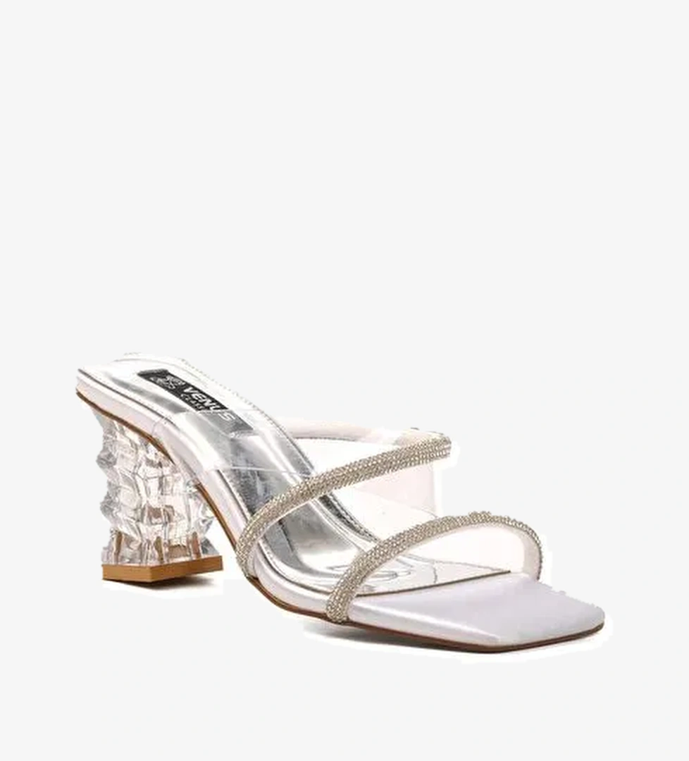 Beyaz Kadın Topuklu Terlik 22411257