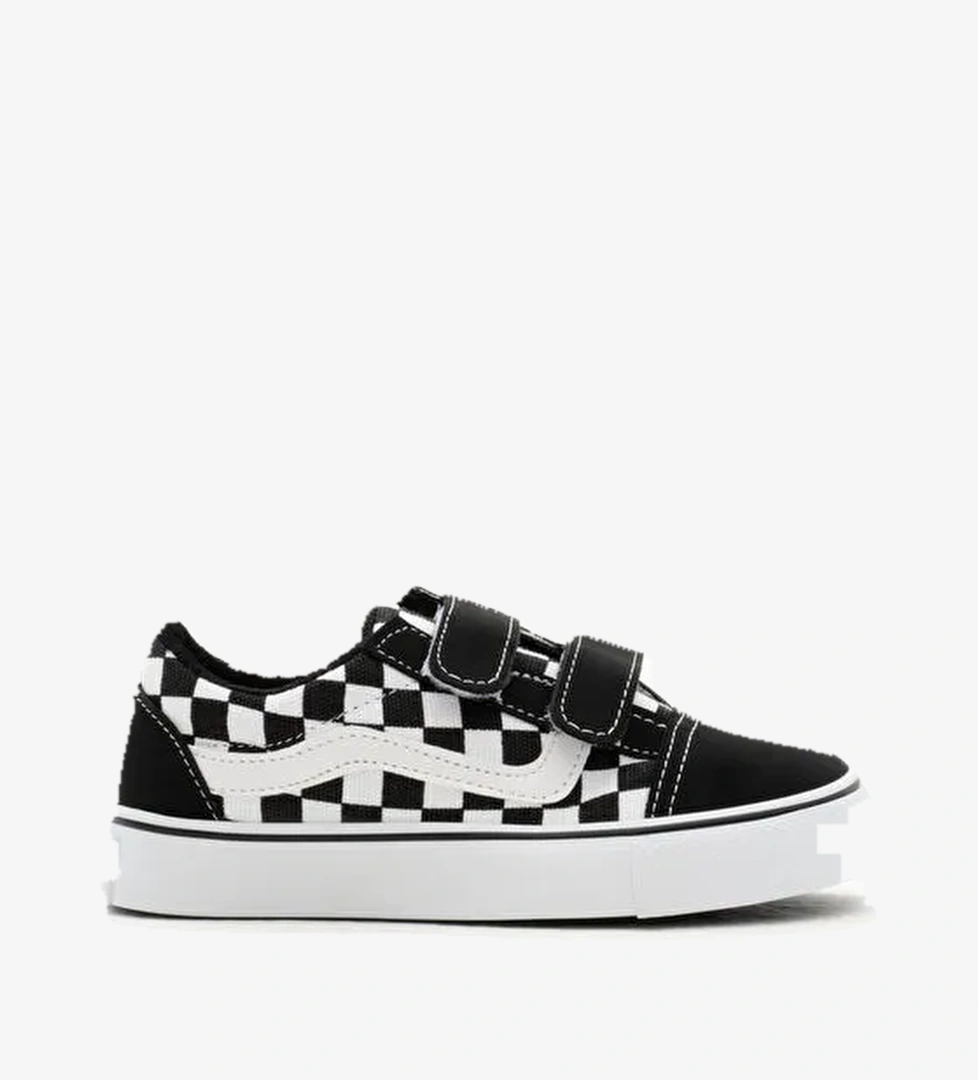 Çocuk Unisex Siyah Beyaz Kauçuk Taban Keten Cırtlı Spor Ayakkabı