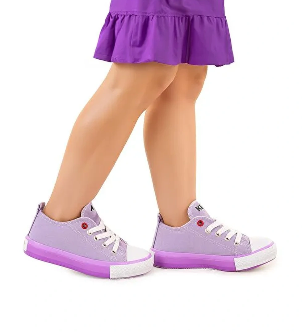 Tinna Bağcıklı Kız Çocuk Keten Spor Ayakkabı - Görsel 1