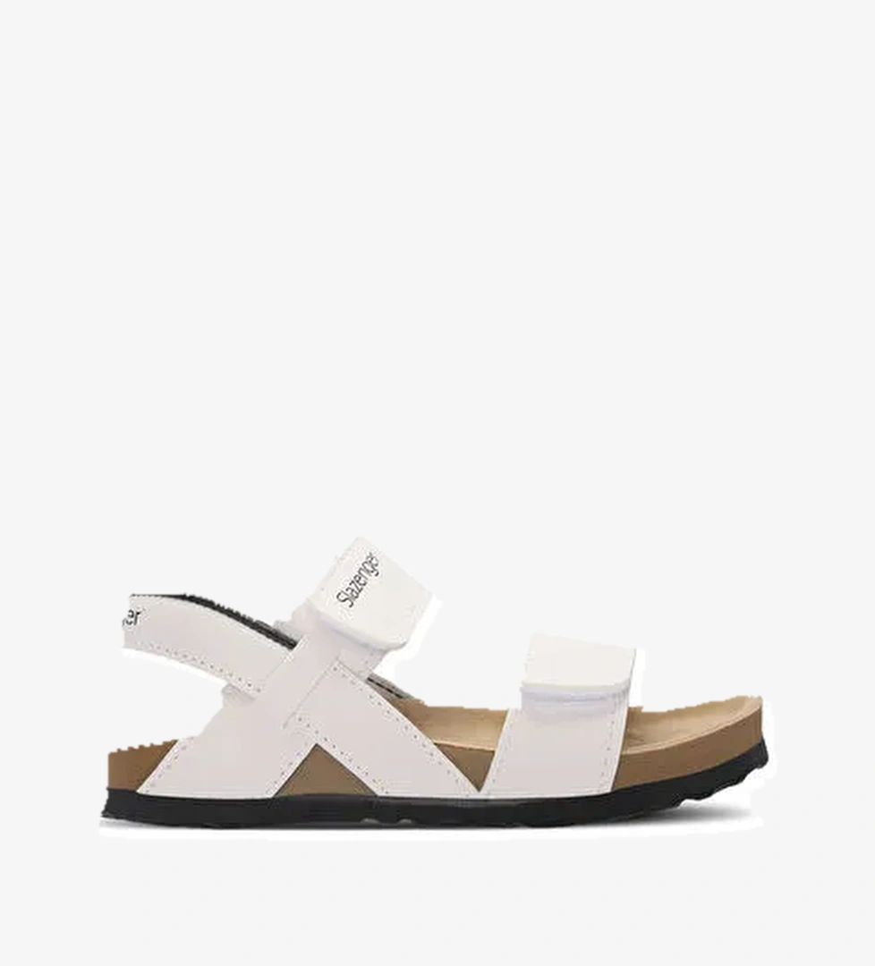 KERMIT Unisex Çocuk Cırt Cırtlı Beyaz Sandalet