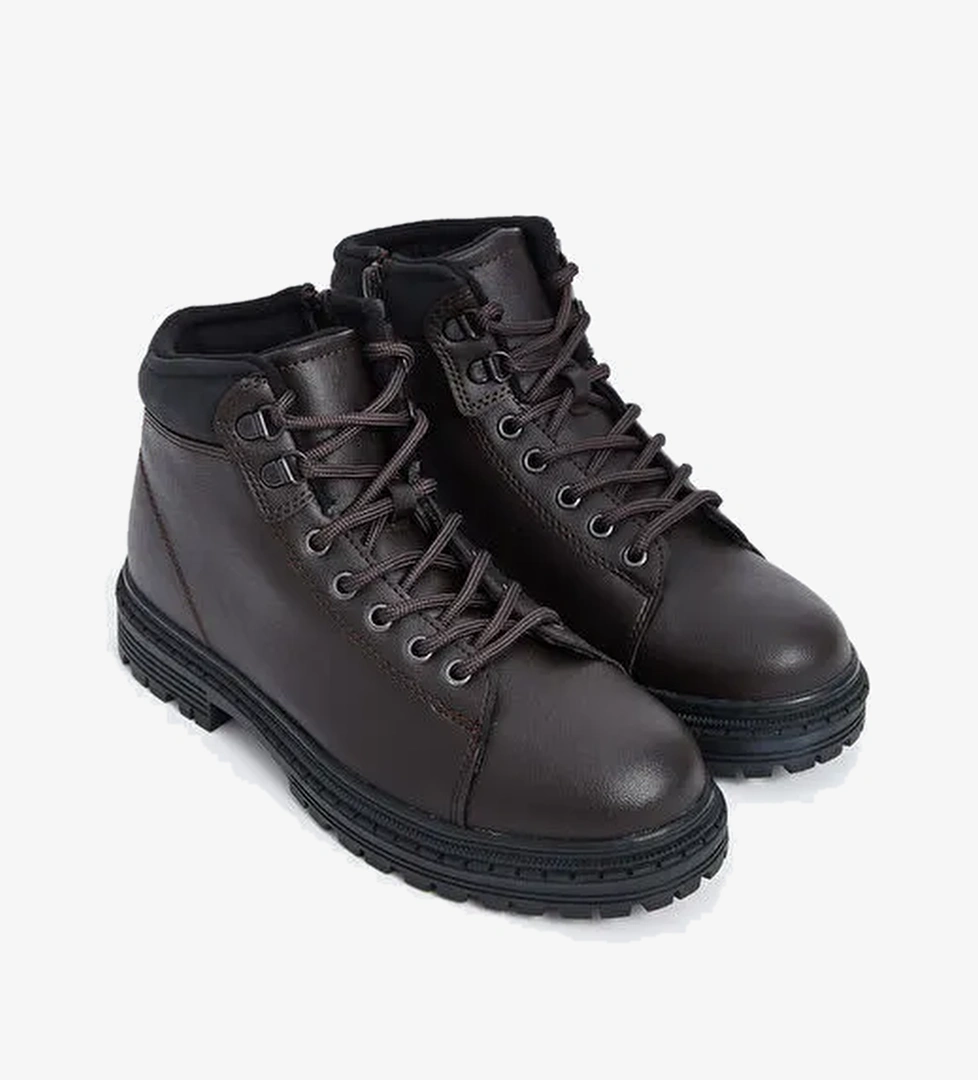 Bağcıklı Deri Görünümlü Erkek Bot