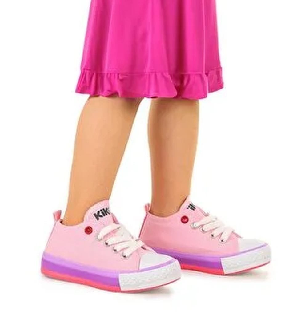 Tinna Bağcıklı Kız Bebek Keten Spor Ayakkabı - Görsel 1