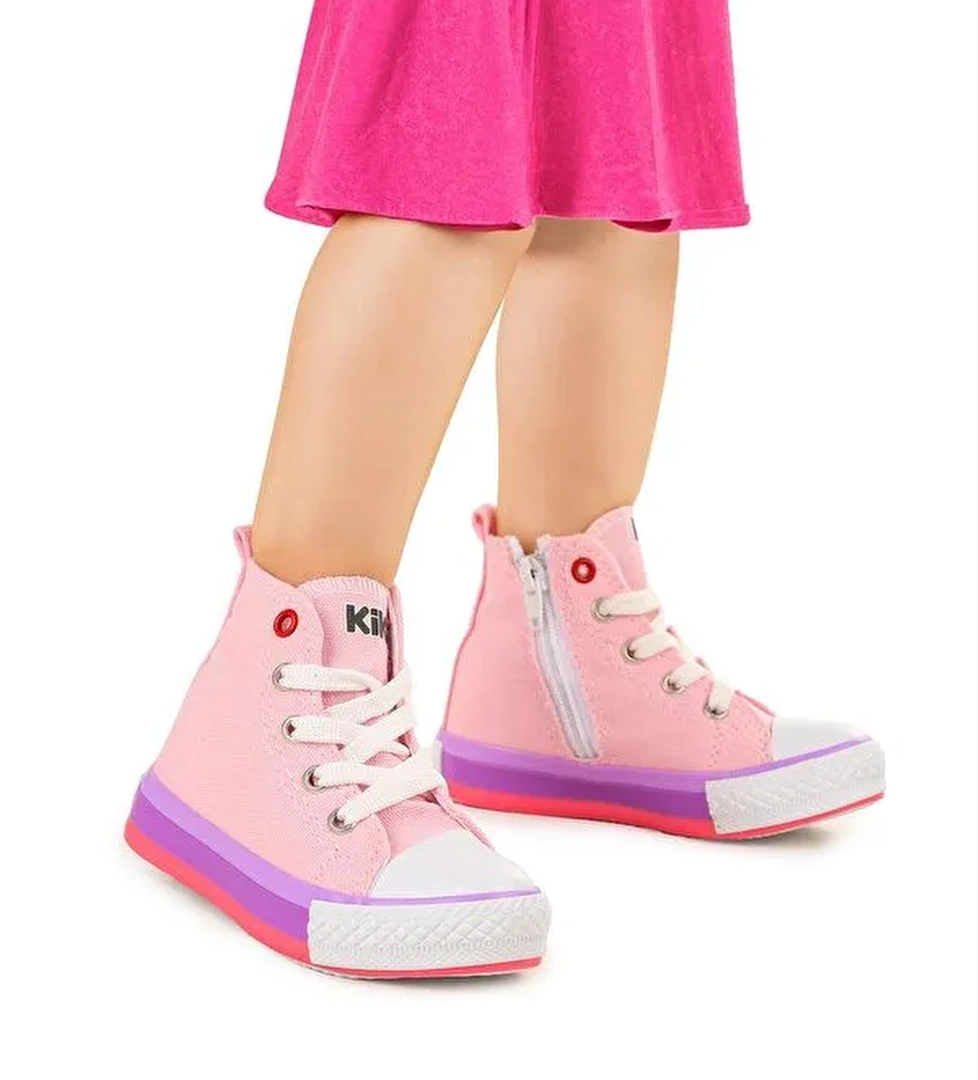 Tinna Bağcıklı Kız Bebek Boğazlı Keten Spor Ayakkabı - Görsel 1