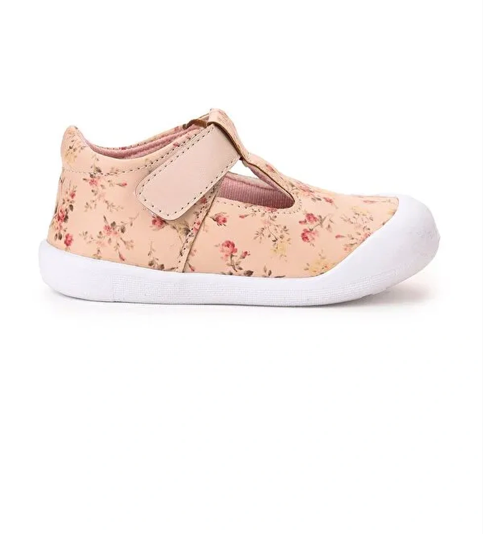 Flower Cırtlı Kız Bebek İlk Adım Panduf Ayakkabı - Görsel 1