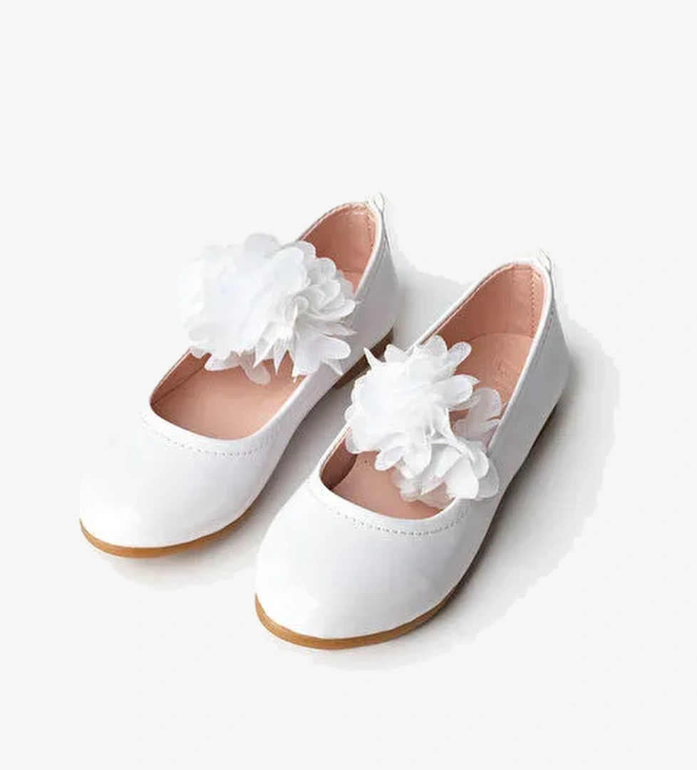 Le Mabelle Beyaz Tül Çiçekli Kız Çocuk Ayakkabı model görseli