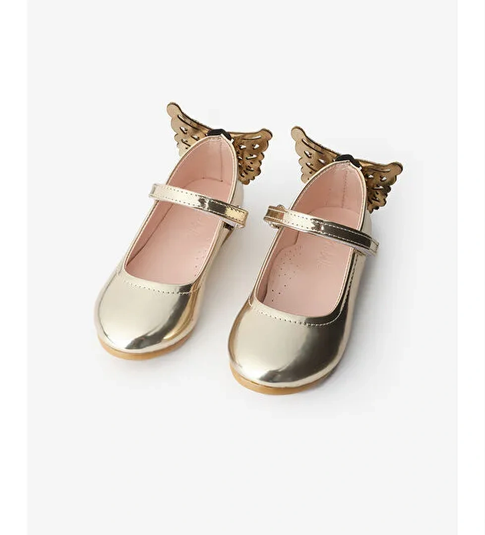 Altın Topuğu Kelebekli Kız Çocuk Ayakkabı - Görsel 1
