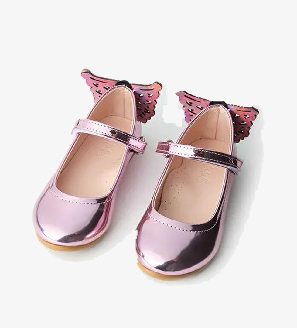 Pembe Topuğu Kelebekli Kız Çocuk Ayakkabı - Görsel 1