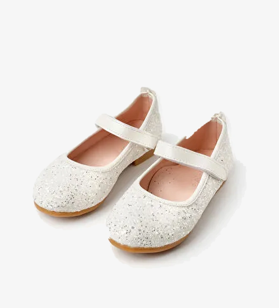 Beyaz Simli Cırtlı Kız Çocuk Ayakkabı - Görsel 1