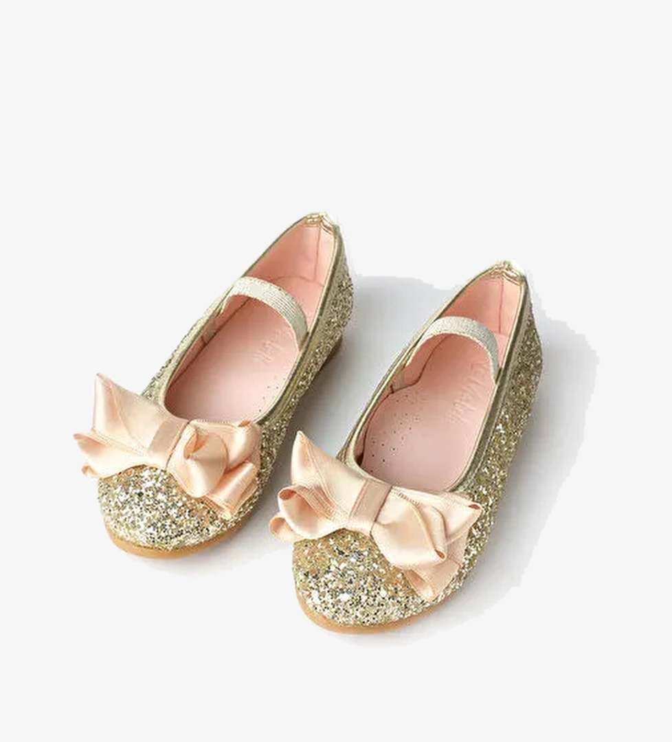 Le Mabelle Altın Fiyonklu Simli Kız Çocuk Ayakkabı model görseli