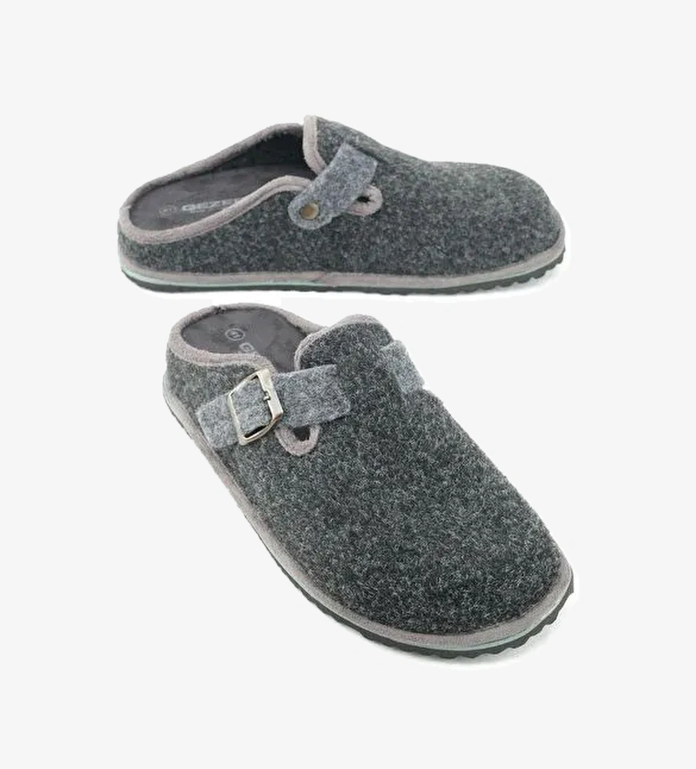 Kışlık Erkek Fashion Tokalı Ayarlanabilir Keçe Ev Bahçe Terlik - Görsel 1