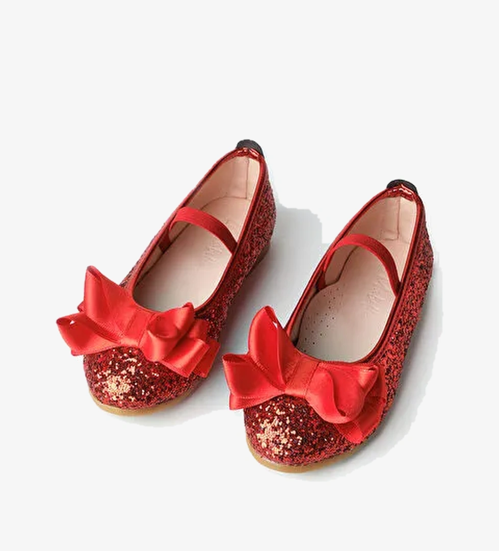 Le Mabelle Kırmızı Fiyonklu Simli Kız Çocuk Ayakkabı model görseli