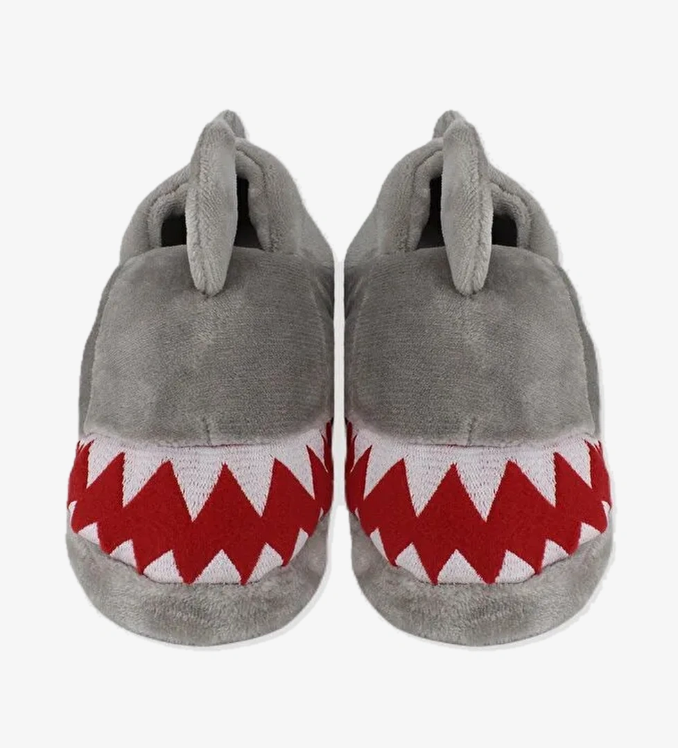 SHARKE - Köpek Balığı Figürlü Erkek Gri Ev İçi Ayakkabı - Görsel 1