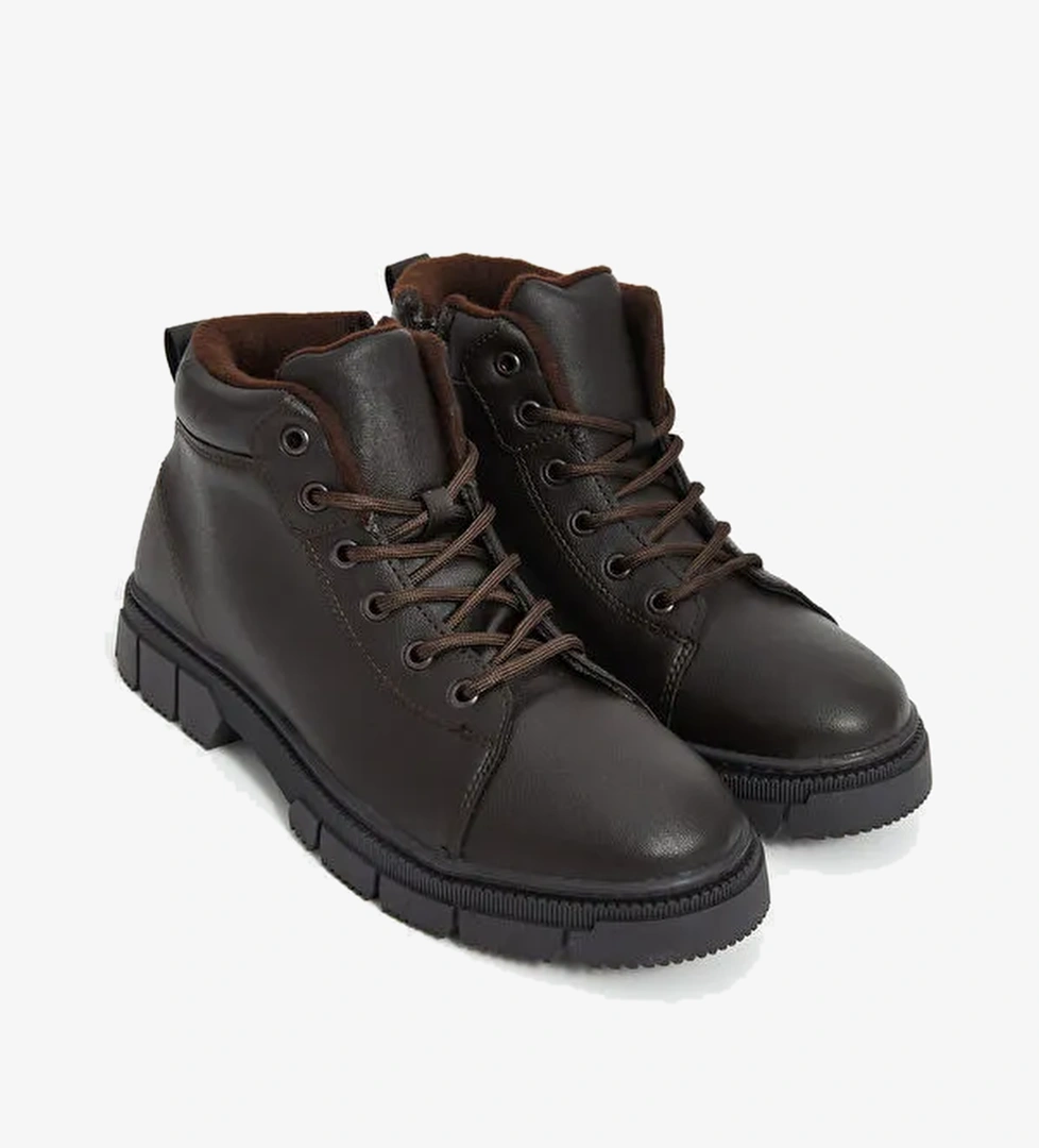 Deri Görünümlü Bağcıklı Erkek Bot