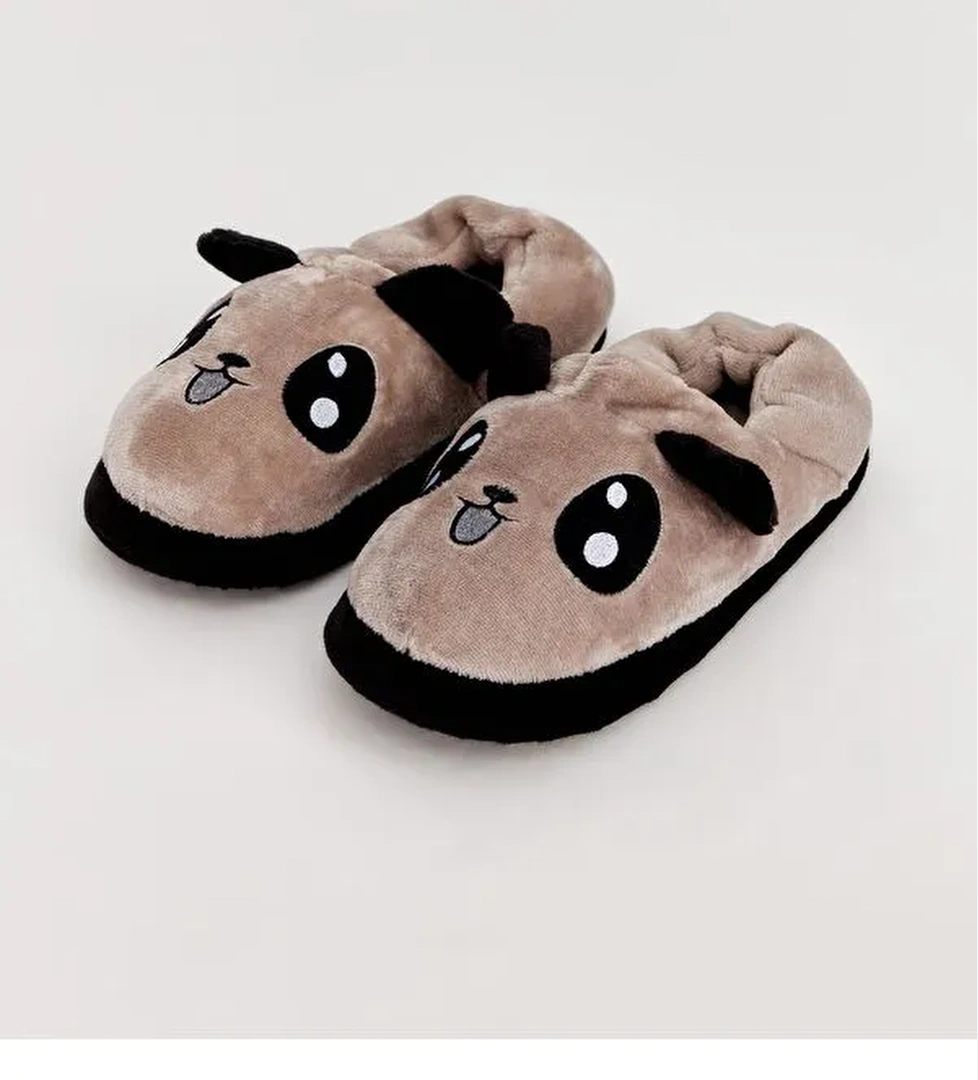 GÖBİ - Hayvan Figürlü Gri Erkek Ev İçi Ayakkabı - Görsel 1