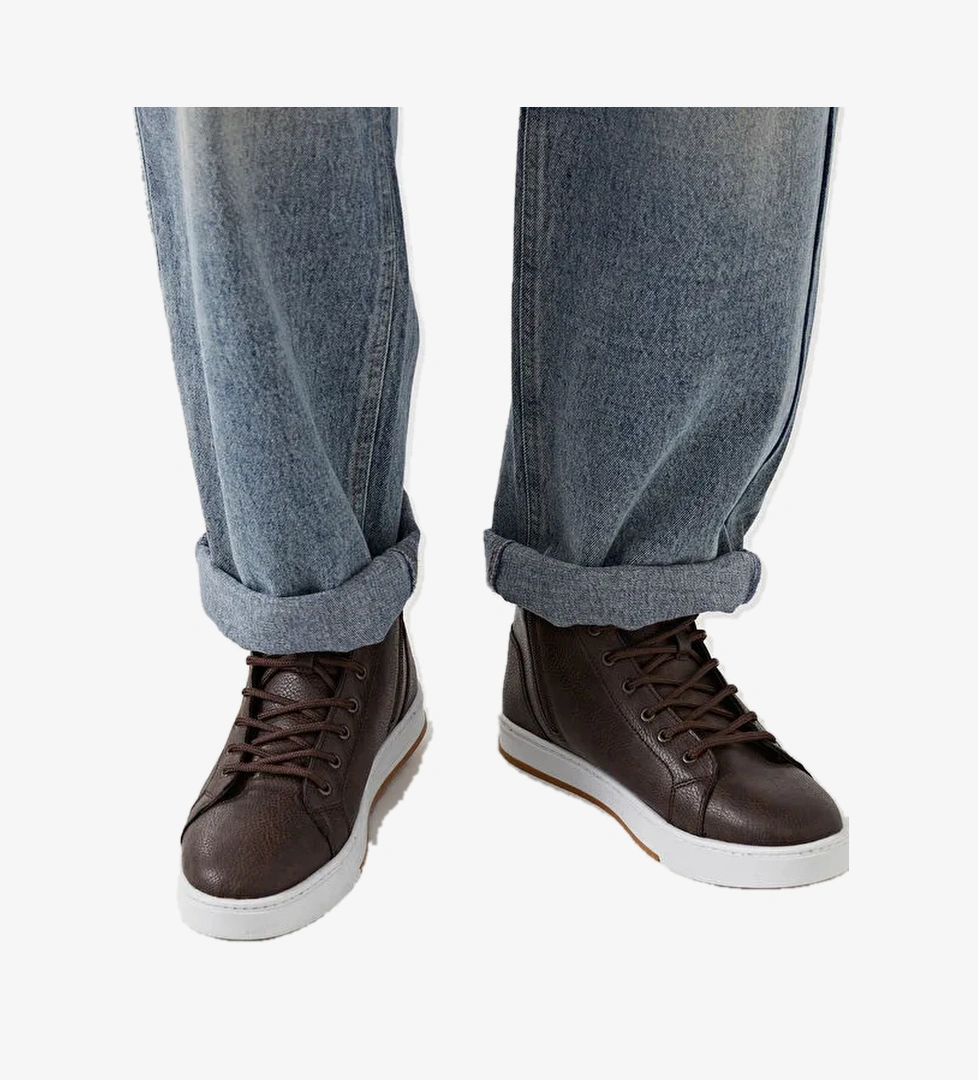 Bilek Boy Deri Görünümlü Erkek Spor Ayakkabı - Görsel 1