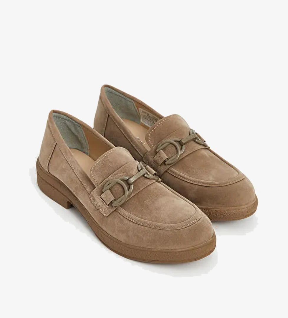 Süet Görünümlü Kadın Loafer Ayakkabı - Görsel 1