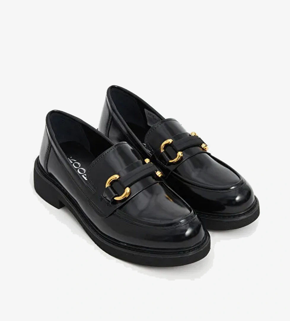 Deri Görünümlü Kadın Loafer Ayakkabı - Görsel 1