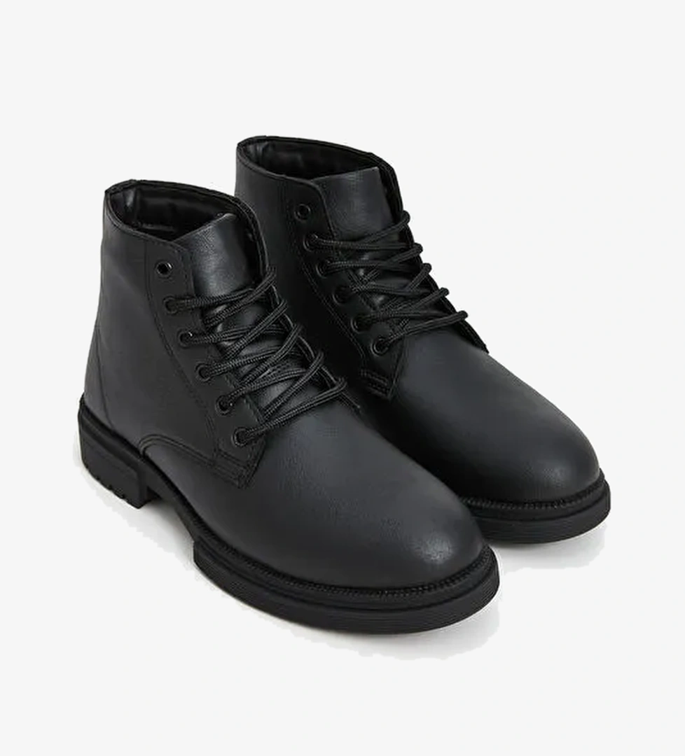 Bağcıklı Deri Görünümlü Erkek Bot - Görsel 1