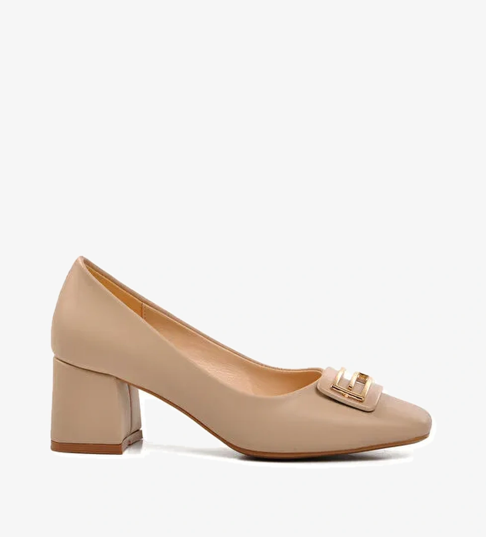Bej Cilt Kadın Topuklu Ayakkabı 312237Q - Görsel 1