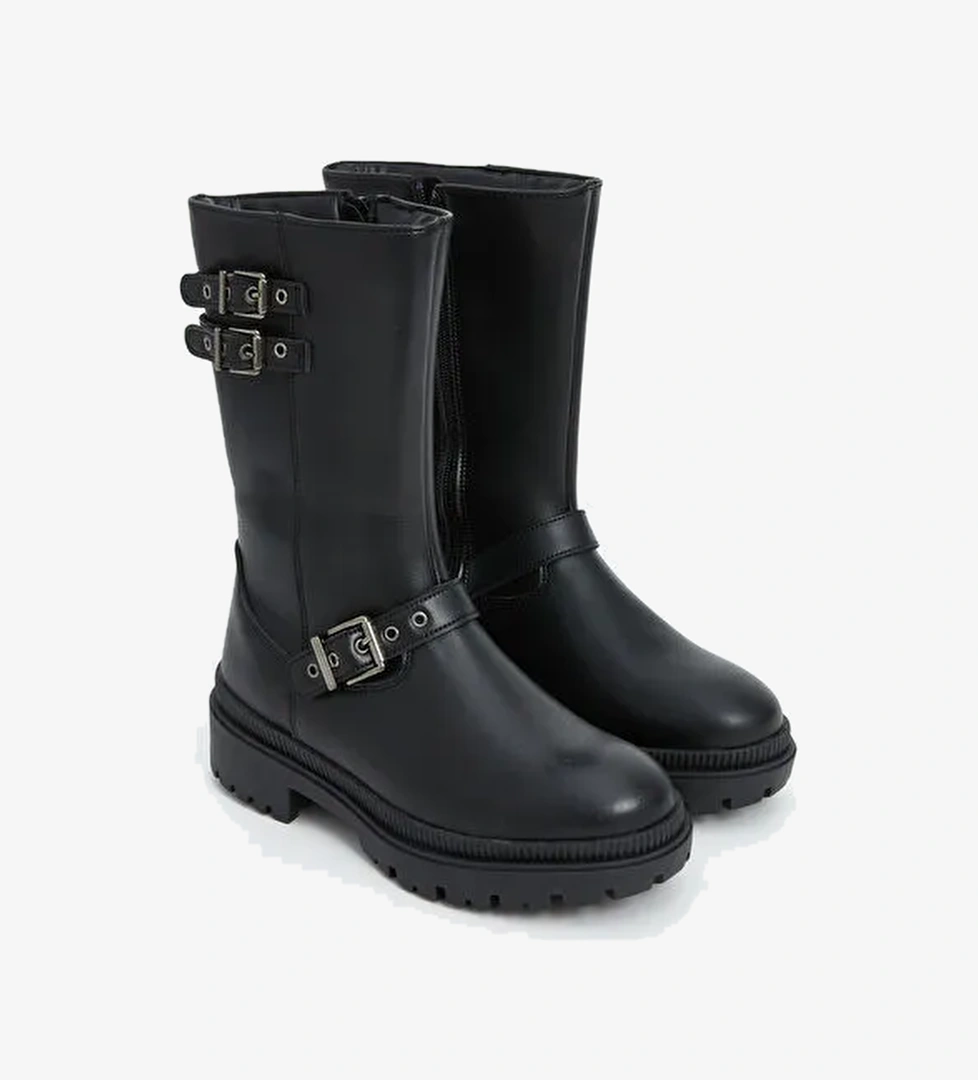 Çift Tokalı Kadın Deri Bot - Görsel 1