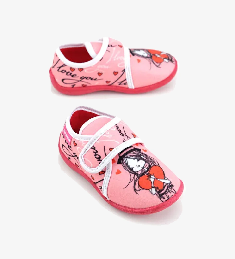 Gezer Kışlık Kız Çocuk Cırt Cırtlı Ayarlanabilir Rahat Taban Panduf Ev Kreş Ayakkabı model görseli