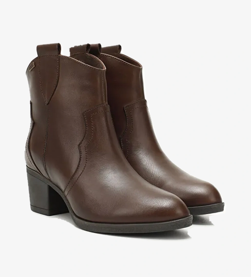 Kadın ORTA KAHVERENGİ Kalın Topuklu Hakiki Deri Kovboy Bot