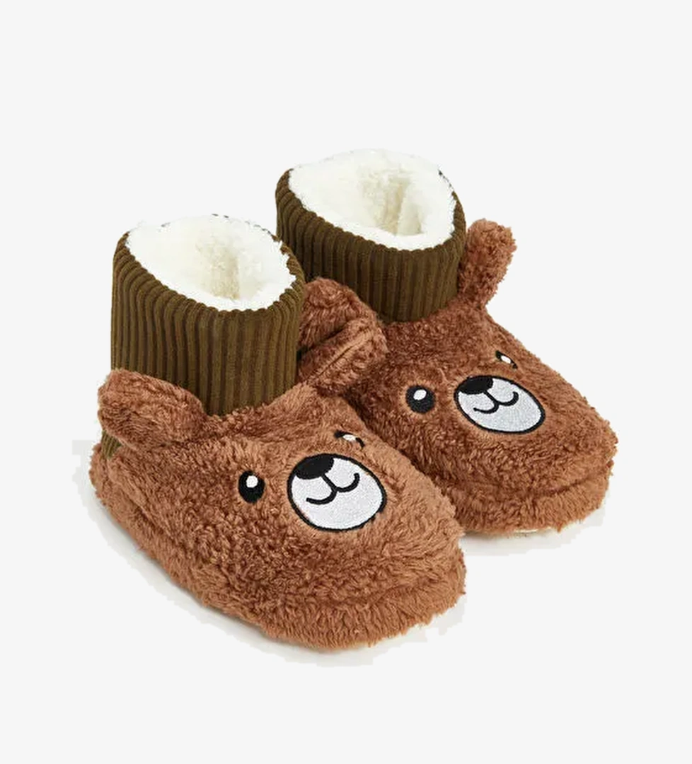 Ayıcık Nakışlı Erkek Bebek Ev Botu - Görsel 1