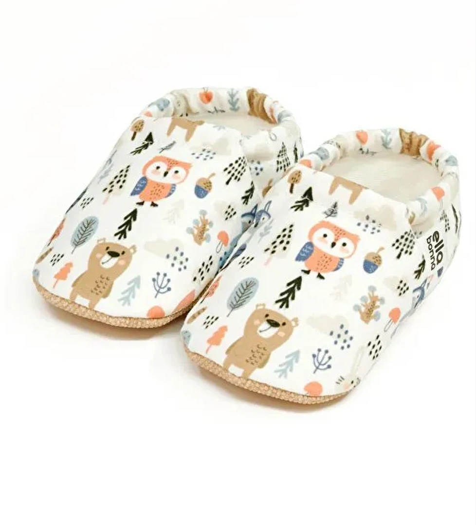 Desenli Bebek Patiği, Kaydırmaz Taban, Ev Kreş Ayakkabısı Panduf - Görsel 1