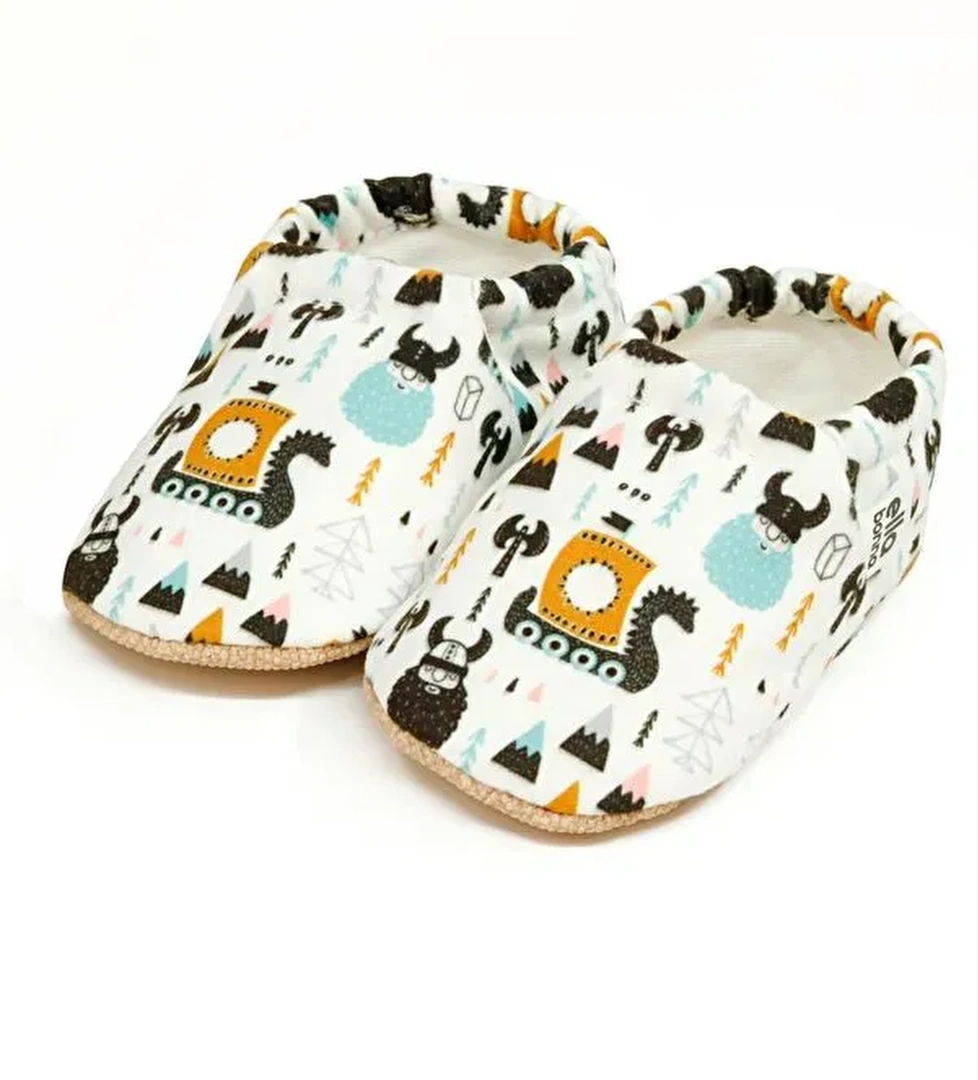 Desenli Bebek Patiği, Kaydırmaz Taban, Ev Kreş Ayakkabısı Panduf - Görsel 1