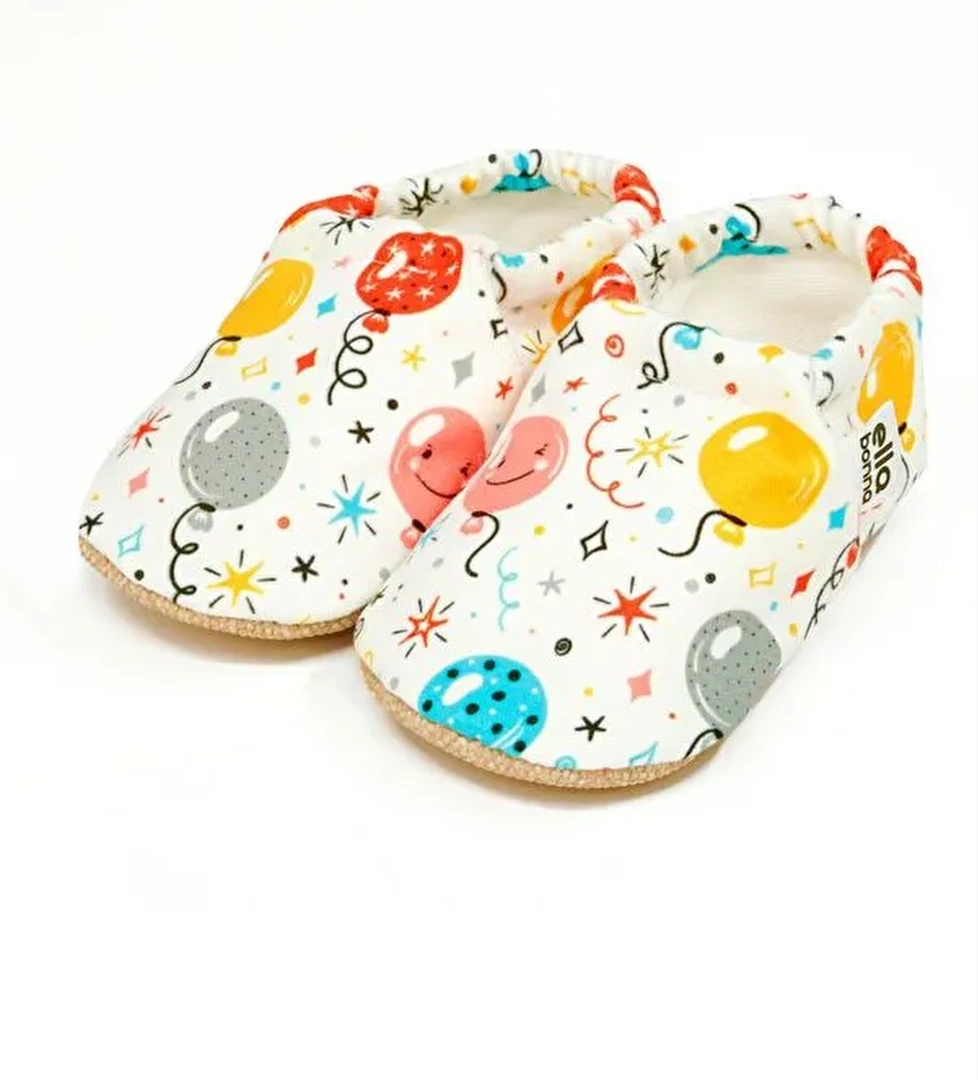 Desenli Bebek Patiği, Kaydırmaz Taban, Ev Kreş Ayakkabısı Panduf - Görsel 1