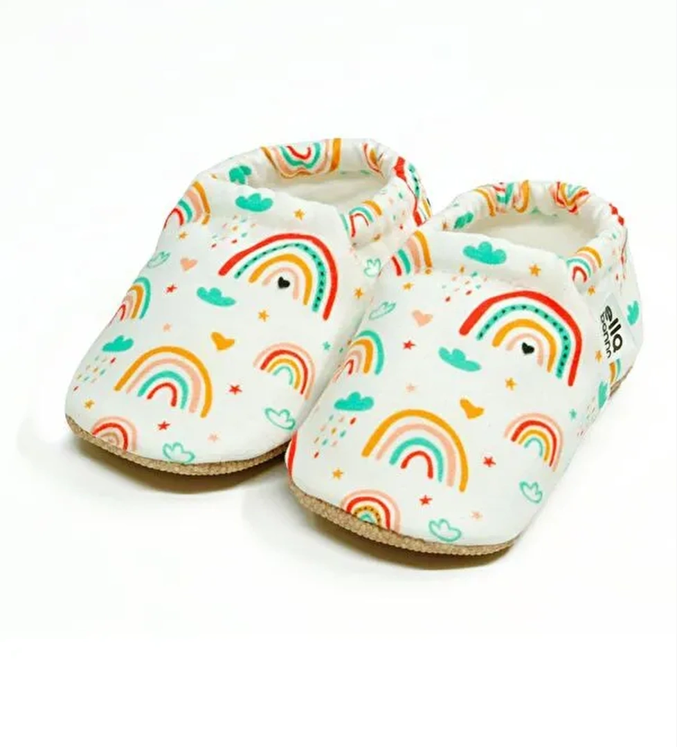 Desenli Bebek Patiği, Kaydırmaz Taban, Ev Kreş Ayakkabısı Panduf - Görsel 1