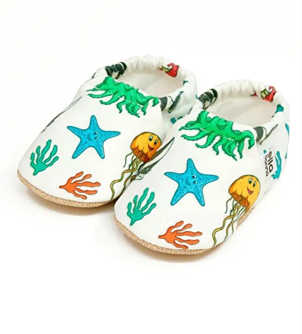 Desenli Bebek Patiği, Kaydırmaz Taban, Ev Kreş Ayakkabısı Panduf - Görsel 1