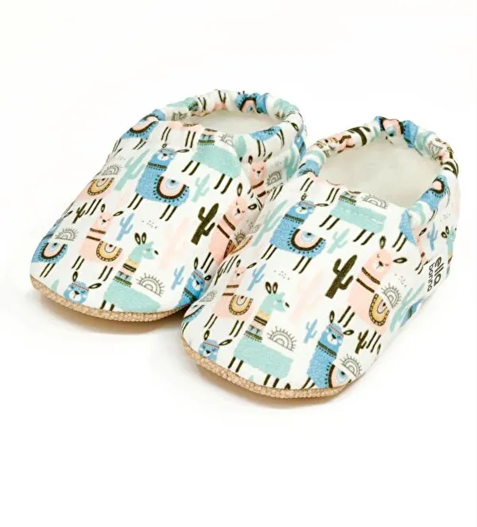 Desenli Bebek Patiği, Kaydırmaz Taban, Ev Kreş Ayakkabısı Panduf - Görsel 1
